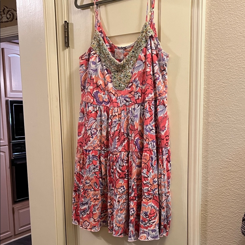 Free People Floral Dress in Pink and Orange